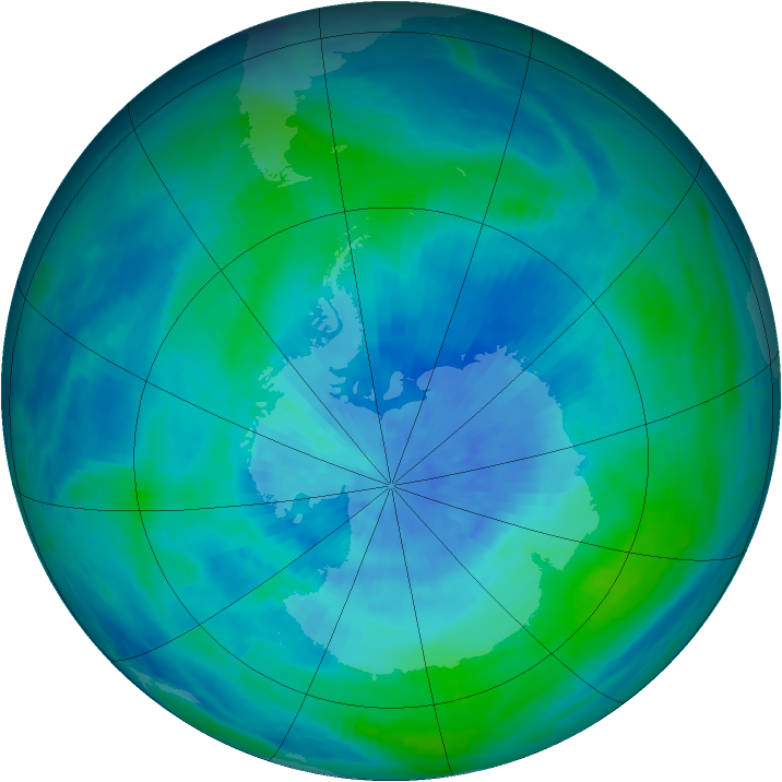 Antarctic ozone map for 13 March 1986